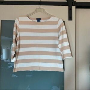 Striped Beige and White Women's Top. Size L